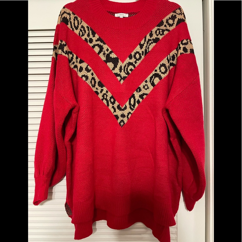 Jodifl red cheetah sweater, Large-oversized